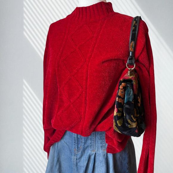 Vintage Sag Harbor Red Mock Neck Sweater - Picture 3 of 5